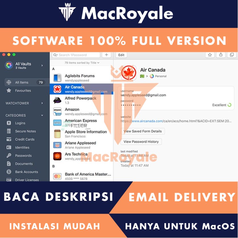 [MacOS] 1Password Full Version Lifetime Full Garansi