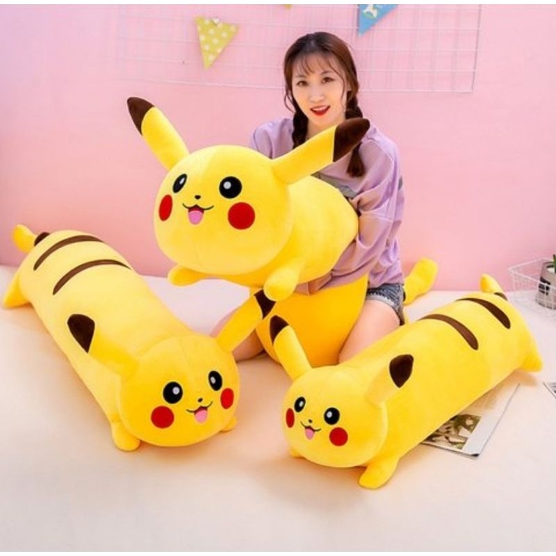 Boneka Terbaru Viral Mainan Mewah Pikachu Pokemon Kawaii Anime Jepang Boneka Mewah Pikachu Panjang B