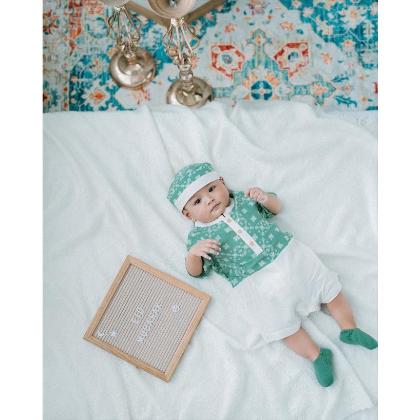 [TOMS] BOHOPANNA (1set) Rama Baby Set / Jumper Koko + Peci Ramadhan EID Baju Muslim Raya Lebaran 2023 Terbaru Bayi Anak Laki