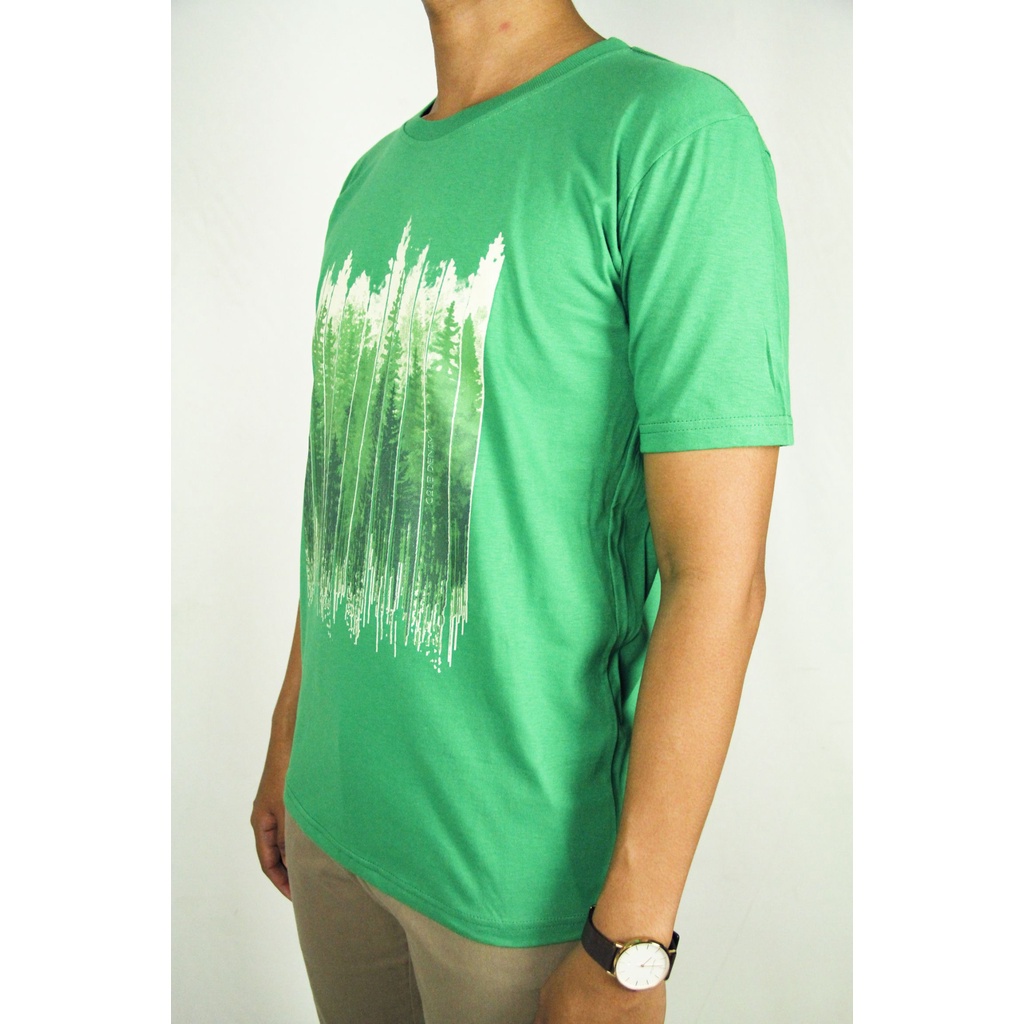 COD | Kaos Oblong Pria Lengan Pendek COLE Regular Fit Hijau Cotton Stretch 04