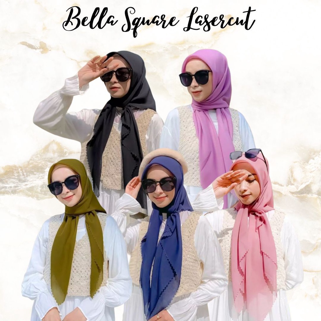 Hijab Segiempat Bella Square Polycotton Lasercut Premium