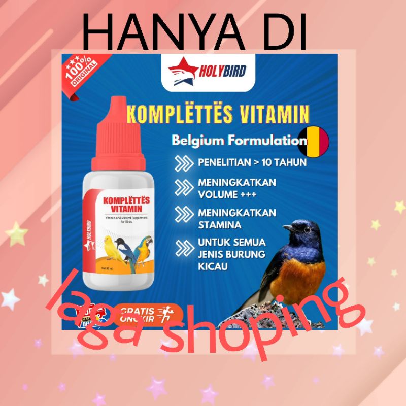 1 BOTOL KOMPLETTES MURAI VITAMIN MURAI VOLUME TINGGI BURUNG KACER KENARI PERKUTUT PLECI CIBLEK TRUCUK GACOR INSTAN ORI BELGIA