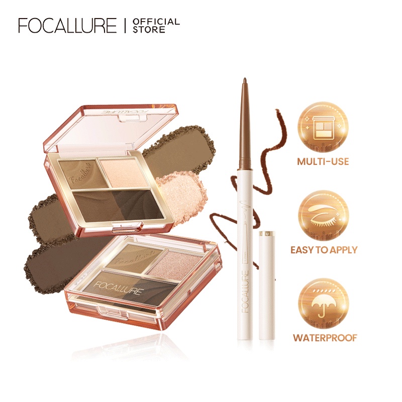 FOCALLUER 2PCS Eyemakeup Waterproof Multi-Use Eyebrow Powder &amp; Gel Eyeliner