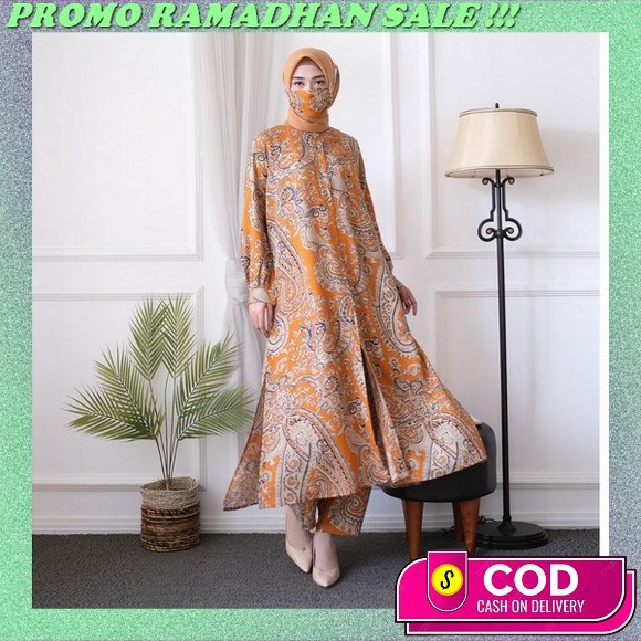 One Set Oneset Setelan 3In1 Kemeja Lengan Panjang Vest Rompi Celana Panjang Bahan Toyobo Hijab Frien