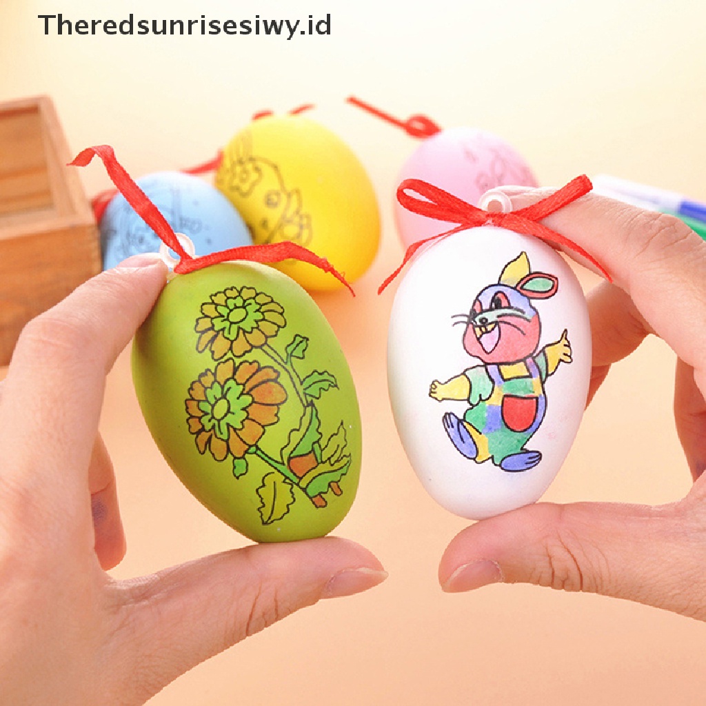 # Baju Lebaran # Diy Paing Foam Egg Easter Gift Party Decor Ation Foam Telur Dengan Pulpen Warna-Warni Untuk Kid Home Festival Craft Supplie~