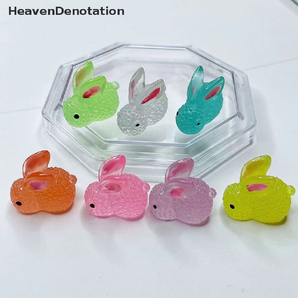 [HeavenDenotation] 5 Pcs Noctilucent Rabbit Botol Es Dekorasi Kreatif Figure Ornamen Miniatur Kerajinan DIY Aksesoris HDV