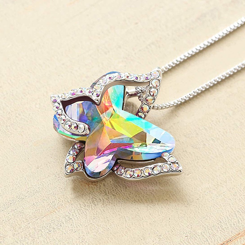[AYBx] Baju Kaos Distro Pria Wanita Lengan Pendek Kalung Kristal Kupu-Kupu Butterfly Choker Necklace Charm Birthstone Pendant Necklace Jewelry