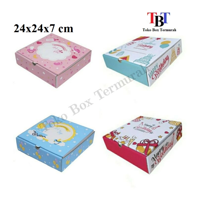 

Box Kardus Uk 24x24x7cm seri Ulang Tahun/Happy Birthday/Milad/Kado Ultah