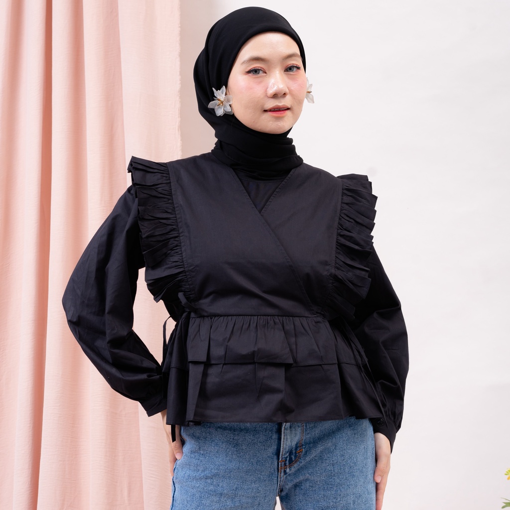 BEFAST - ZRX BLOUSE WANITA TISA / KIMI BLOUSE CRINCLE / Blouse Wanita Model Terbaru / Outfit Style Wanita Hijab Trendy / Fashion Kekinian Remaja ABG / Pakaian Wanita Kerja Terbaru / OOTD Wanita Modis / Blouse Lengan Panjang Polos Formal