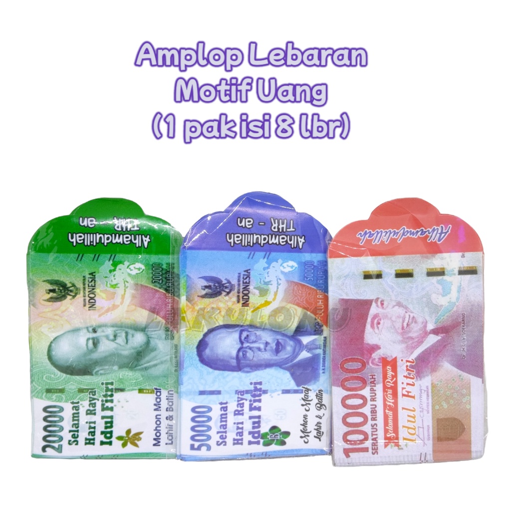 

Amplop Lebaran Kecil Motif Uang 1 Pak isi 8 pcs