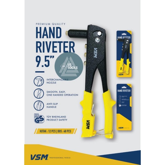 VPR Tang Rivet Hand Riveter 9.5 Inch Inci Tembakan Paku VPR VSM Rifet Ripet 2.4mm 3.2mm