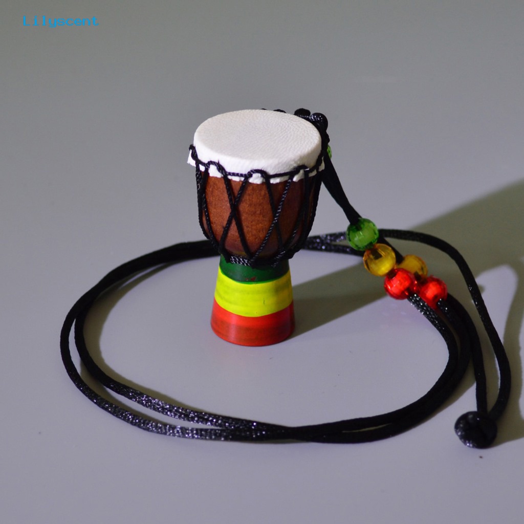 [LS] Tali Kalung Handmade Alat Musik Tergantung Klasik Ornamen Leher Dekorasi Seni Kerajinan Mini Afrika Drum Liontin Kalung Properti Fotografi