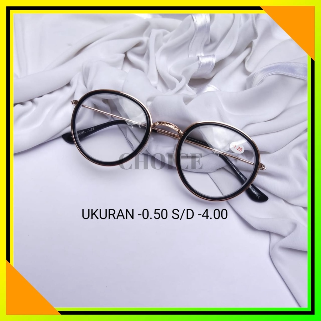 NEW KACAMATA MINUS PRIA WANITA FRAME BULAT FASHION LENSA MINUS 0.50 S/D 4.00