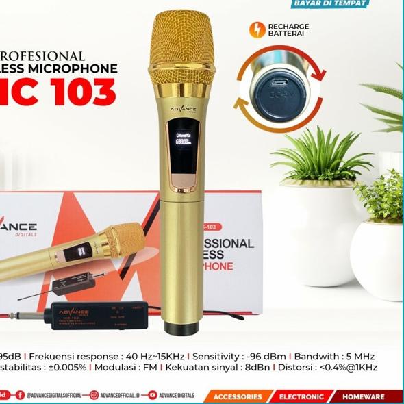 ♜ Mic wireless single advance  / 103 Mic Profesional Wireless Microphone ADVANCE 103 Premium Origina