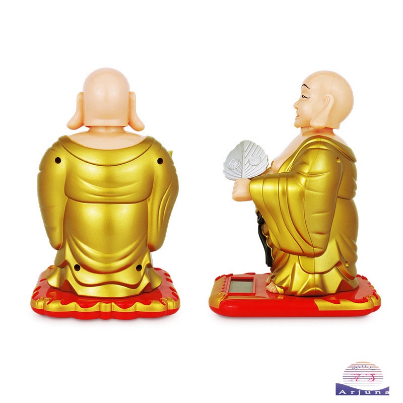 Pajangan Mobil Patung Boneka Budha Buddha Julaihut Lucky Kipas Uang 18cm Rezeki Fortune Solar