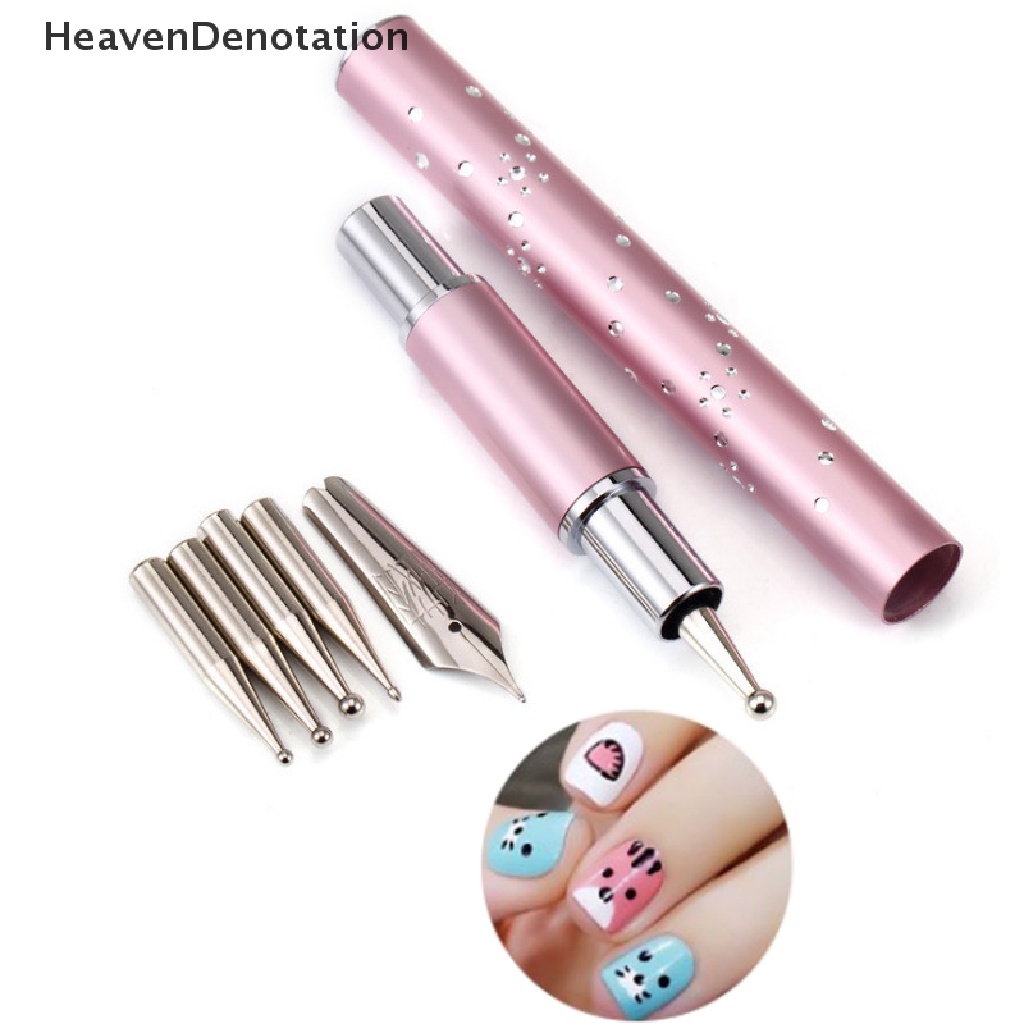 [HeavenDenotation] 6kepala Stainless Steel Dotg Pens UV Gel Paing Liner Pen Nail Art Tools HDV