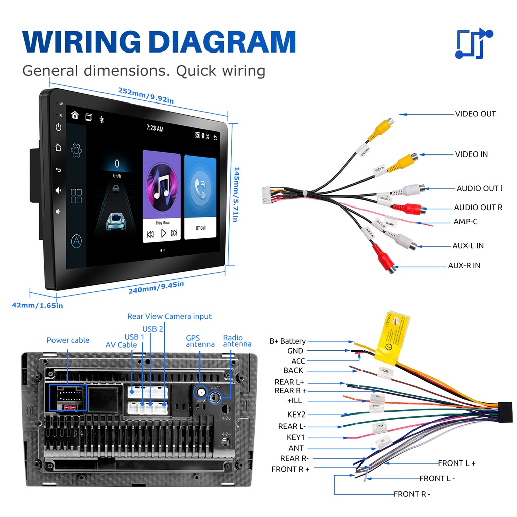 [Hadiah Gratis ]ESSGOO 10.1 inch Headunit Android 12 Navigas 2+32GB Wireless Carplay Car Radio Support Wi-Fi Connect