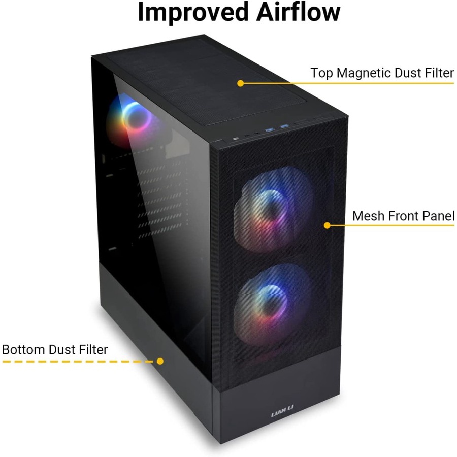 Casing Lian Li Lancool 205 Mesh C BLACK - ATX, Tempered Glass