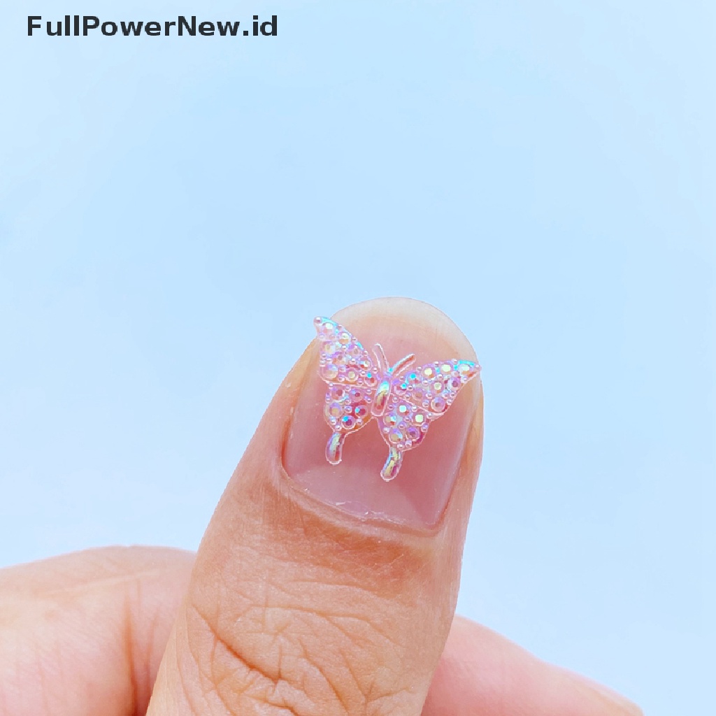 Power 50pcs 3D Resin Nail Ch Warna Campur Butterfly Nail Parts Aksesoris ID
