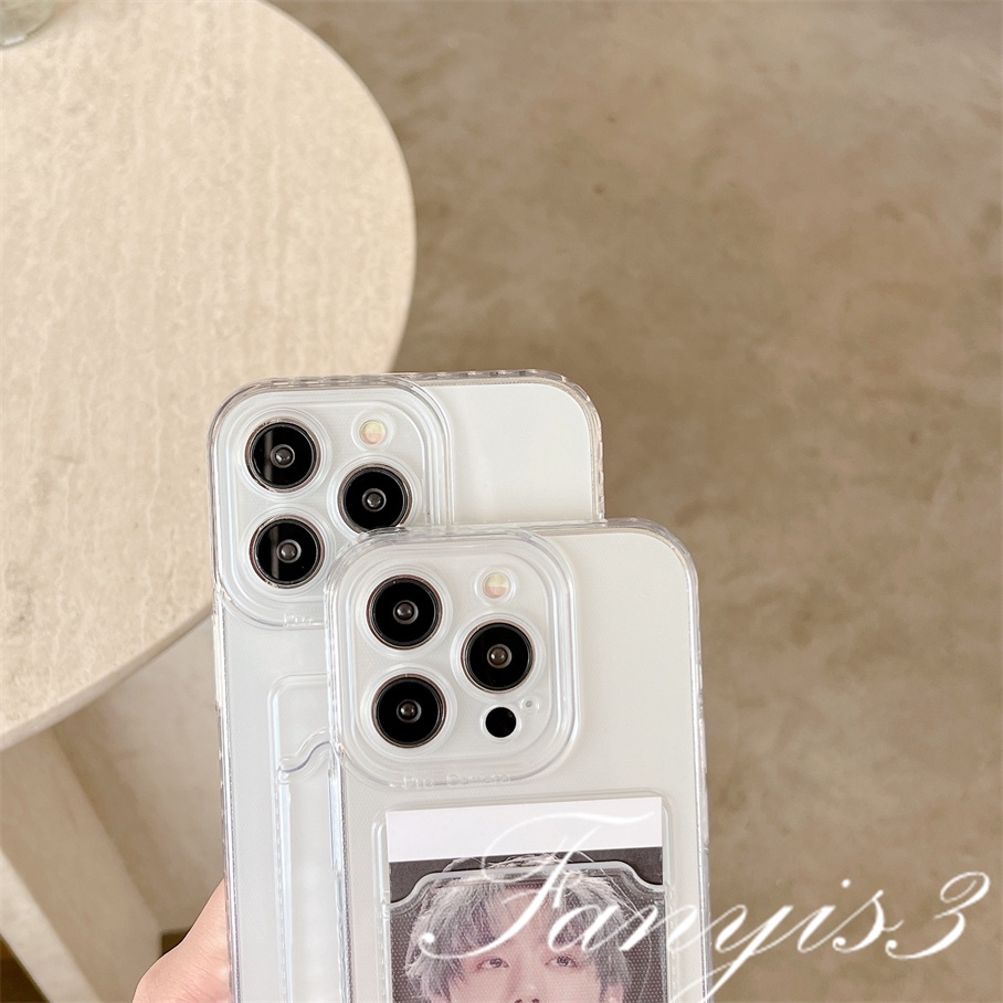 Compatible For IPhone 14 13 12 11 Pro Max X XR Xs Max 8 7 Plus SE 2020 Kompatibel Untuk Putih Transparan Card Holder Phone Case Clear TPU Soft Cover Pelindung