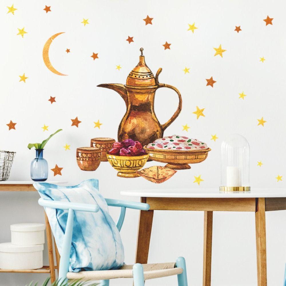 【 ELEGANT 】 Bulan Stiker Kreatif Tahan Air Eid Mubarak 3D Sofa Latar Belakang DIY Mural Dekorasi Dream Ungu Meja Makanan Ringan Stiker