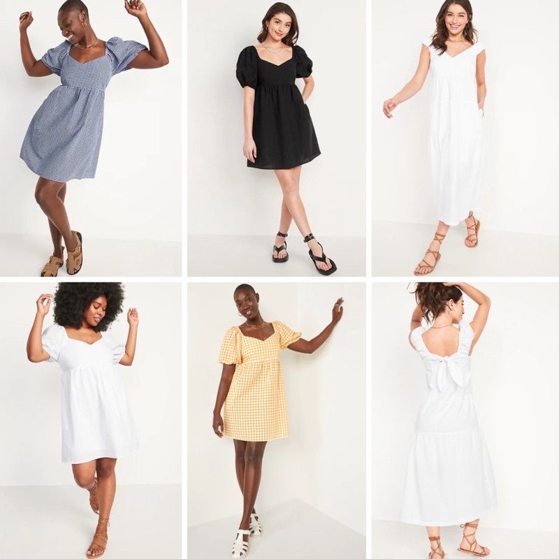 Old Navy Fit & Flare Puff Sleeve Mini Maxi Dress