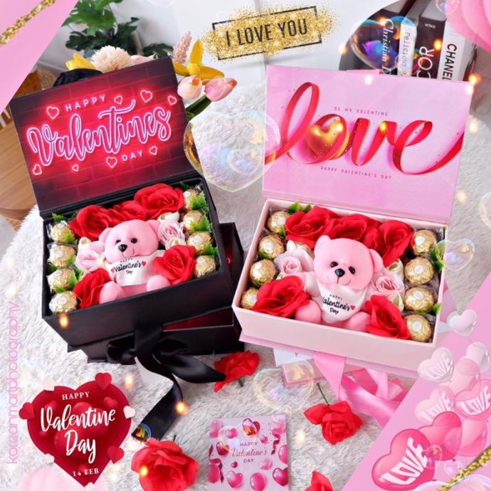 

Spesial Valentine Day Hampers Valentine Gift Ferrero Rocher Chocolate Bloom Box Bunga Coklat