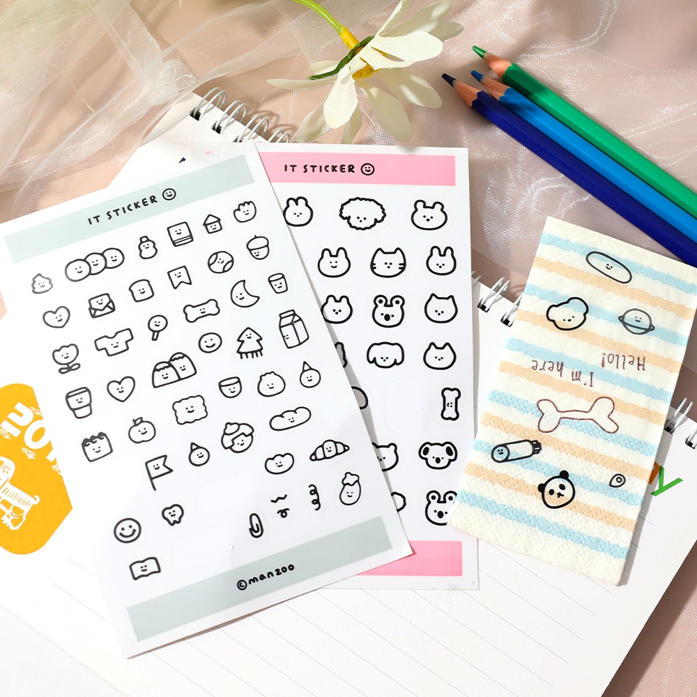 Self-adhesive Water Cup Marker Stiker Universal Dekorasi Rumah Stiker Lucu Kartun Hewan Handbook PET Stiker DIY Notebook Dekoratif Decals