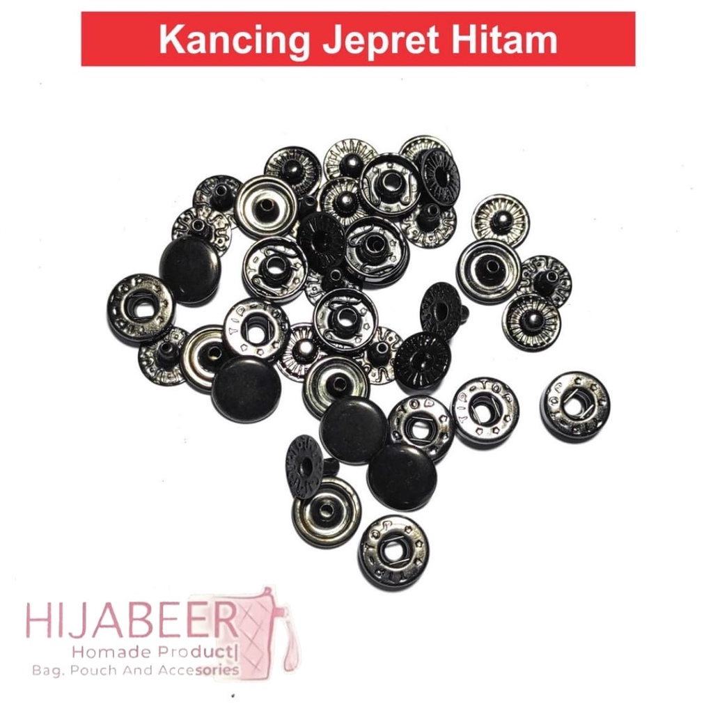 Kancing Jepret / Snap Button Hitam 12mm /10 Pcs