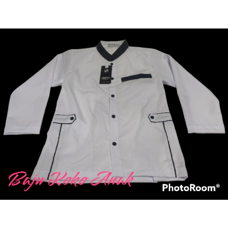 Baju Koko Anak/Baju Koko Atasan Anak/Baju Koko Putih Motif