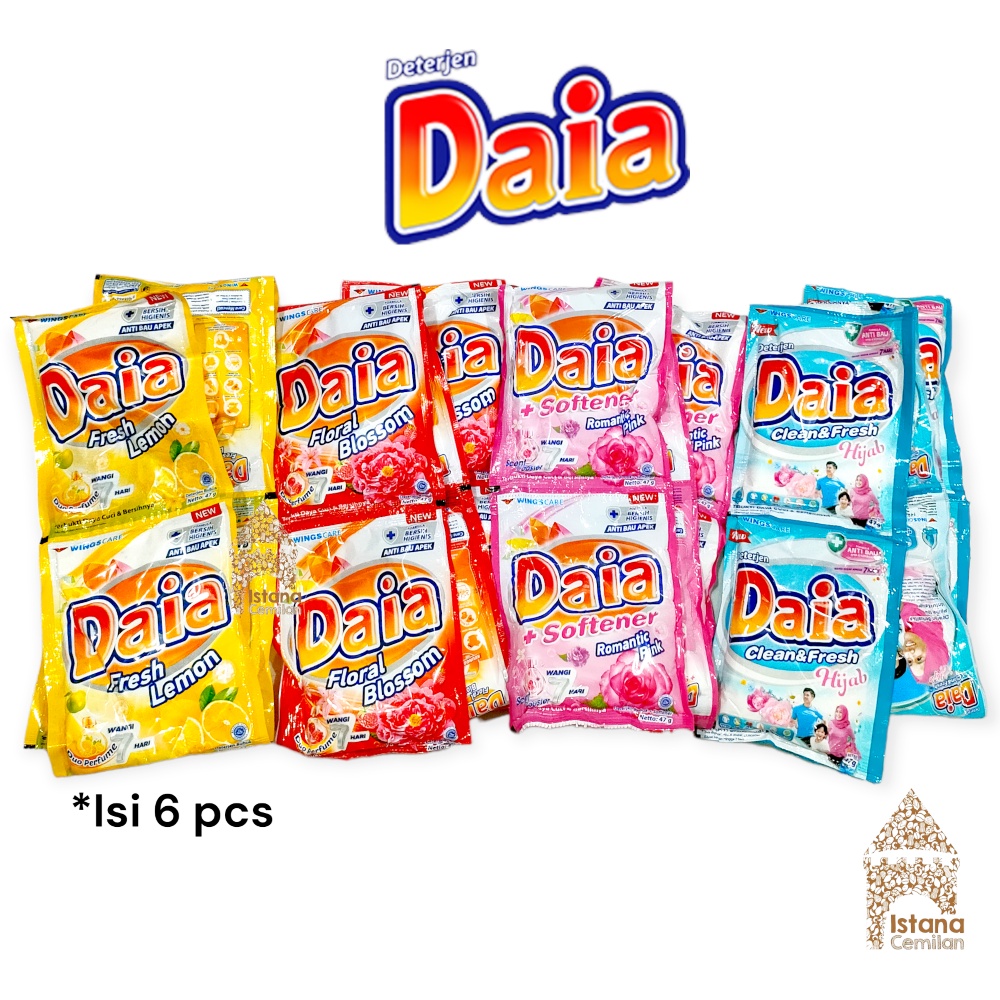 DAIA Deterjen / Detergen Bubuk Powder Softener 47 Gram Renceng (isi 6 pcs)