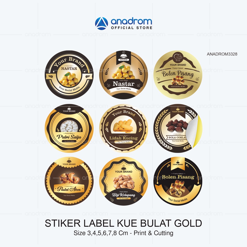 Stiker Label Kue Bulat Gold | Sticker Label Kue Kering | Anadrom 3328