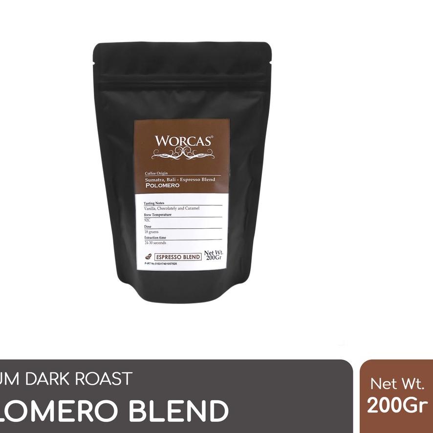 

☆ WORCAS Kopi Polomero Espresso Blend 200 Gram | Es Kopi Susu Blend ➫