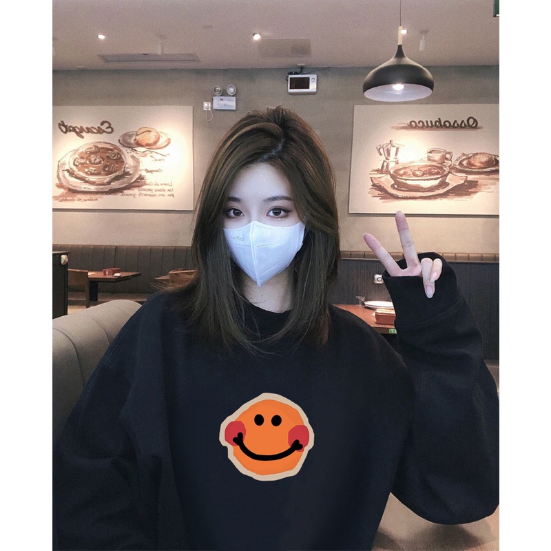 Sweater Oversize Smiling face Unisex Sweater Saku Lucu Unik Berkualitas Oversize Korean Style