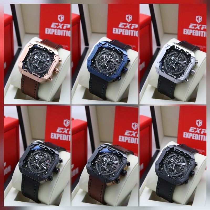 JAM TANGAN PRIA EXPEDITION E6826 E 6826 LEATHER STRAP ORIGINAL