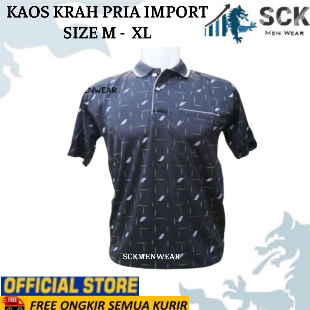 Kaos Krah Pria Korea Murah 425 / Baju Kerah Motif Salur Garis Pria Remaja Dewasa Size M  L XL - sckmenwear GROSIR