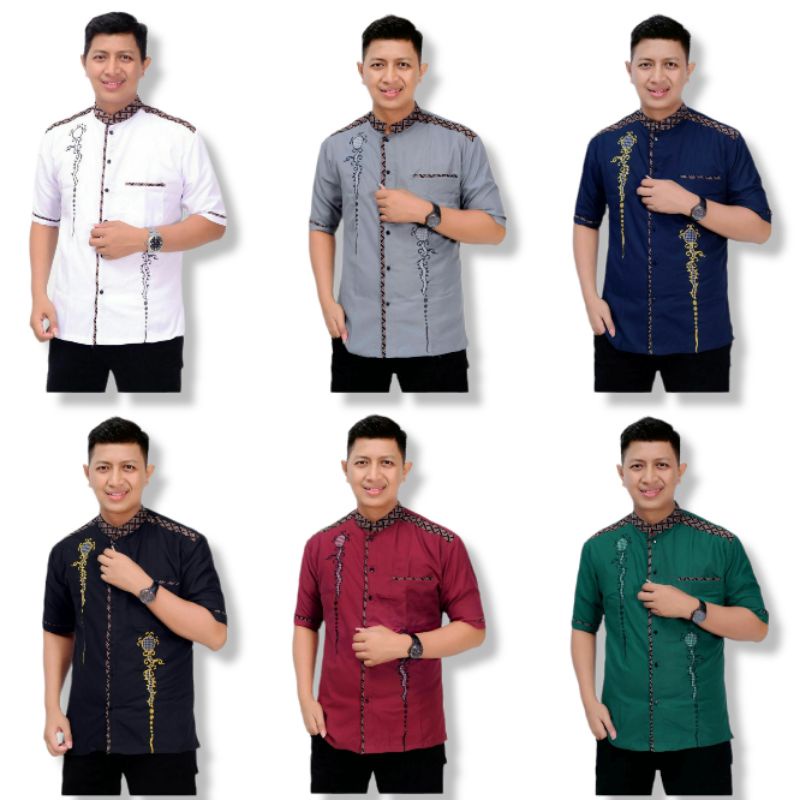 Baju Koko Pria Bordir Syubbanul Muslimin Koko Azzahir Koko Kurta Lengan Pendek