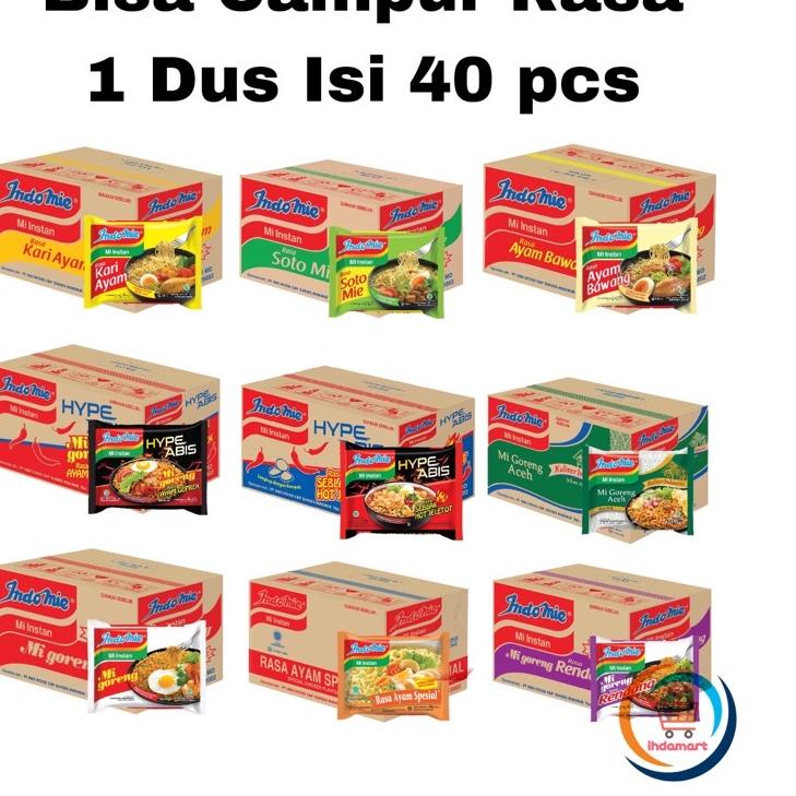 

QualityControl⭐✔️-Indomie Goreng, Soto, Ayam Bawang, Hype Abis, Kari Ayam BISA MIX 1 Dus Isi 40 pcs