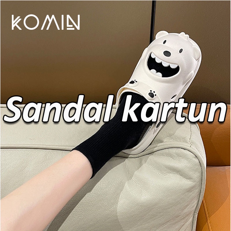 KOMIN-Sandal Beruang Kecil Wanita Eva Lembut Dewasa Sandal Rumah Ringan Nyaman Sandal Pasangan Korea Selatan Dalam Kamar Mandi Size 36-41