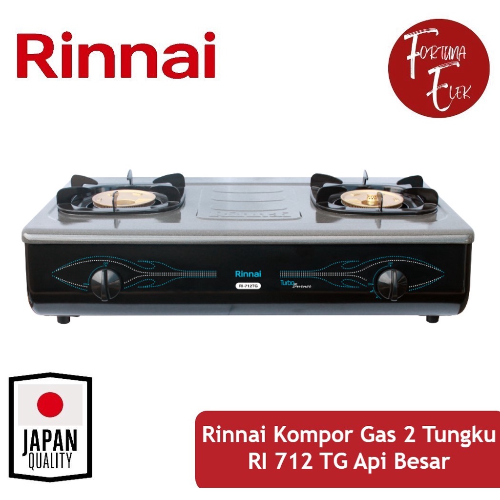 Rinnai Kompor Gas 2 tungku Turbo RI 712 TG Api Besar