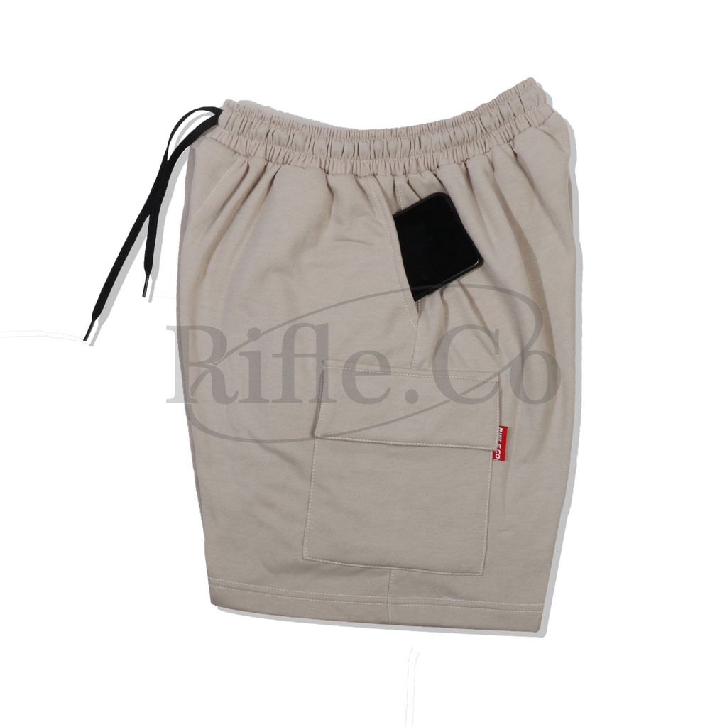 Rifle.co | Celana Cargo Pendek Pria | sweatpants cargo | celana cowok pendek | Boardshort cargo Krem Beige
