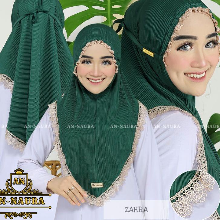 ✹ Bergo plisket kerut renda zahra jersey terbaru / jilbab plisket renda kerut murah / hijab jersey p