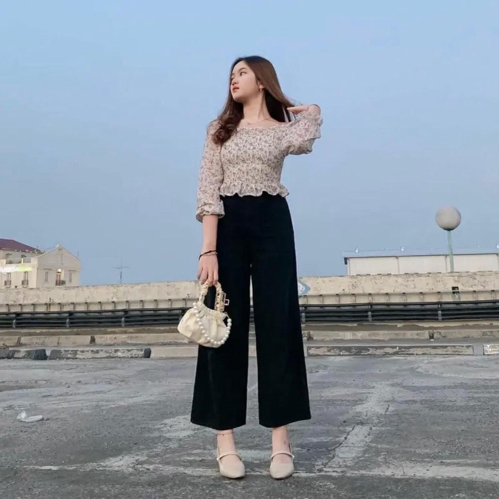 Celana jeans Kulot Cream -Non Streetch - Celana Culotte Kulot Wanita - Interesting Celana Wanita Kul