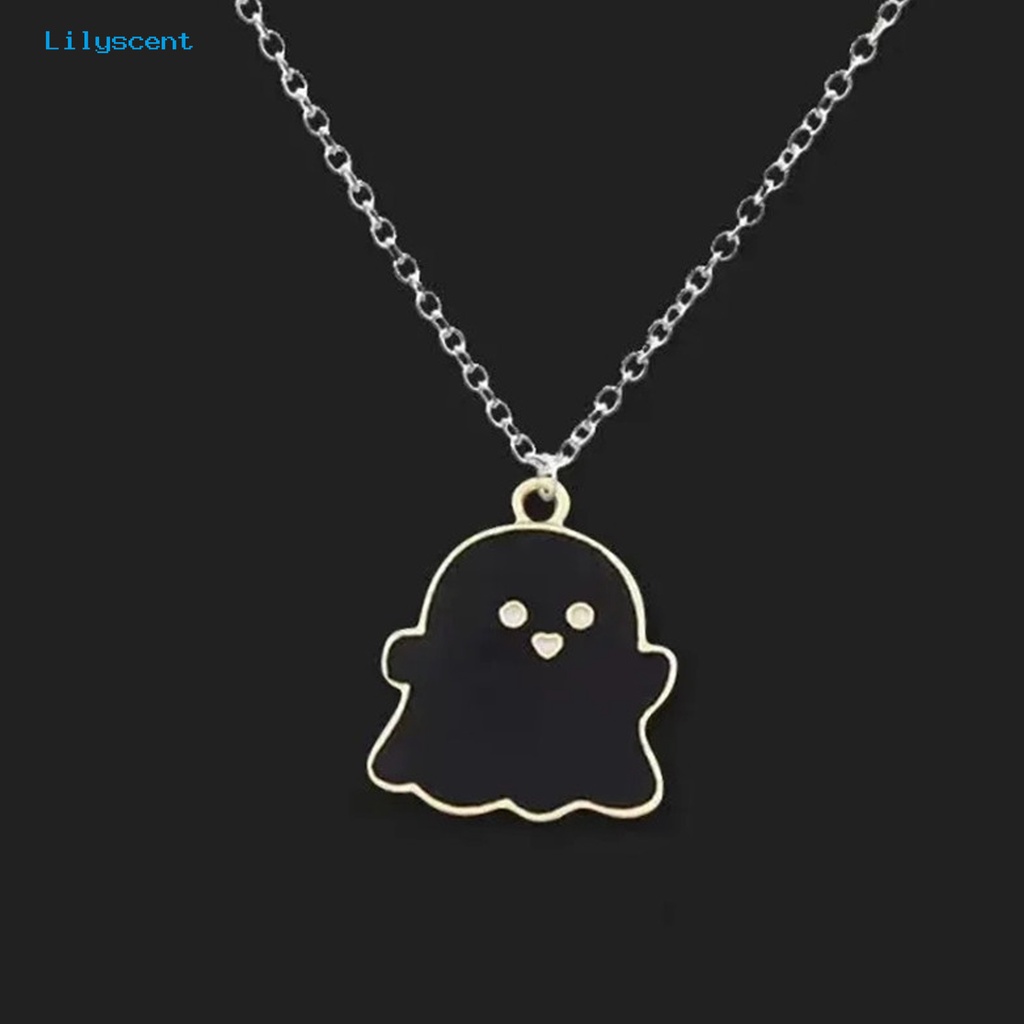 [LS] Liontin Kalung Meriah Geometris Electroplating Semua Pertandingan Pria Wanita Lucu Kartun Hantu Klavikula Rantai Dekorasi Hadiah Untuk Halloween