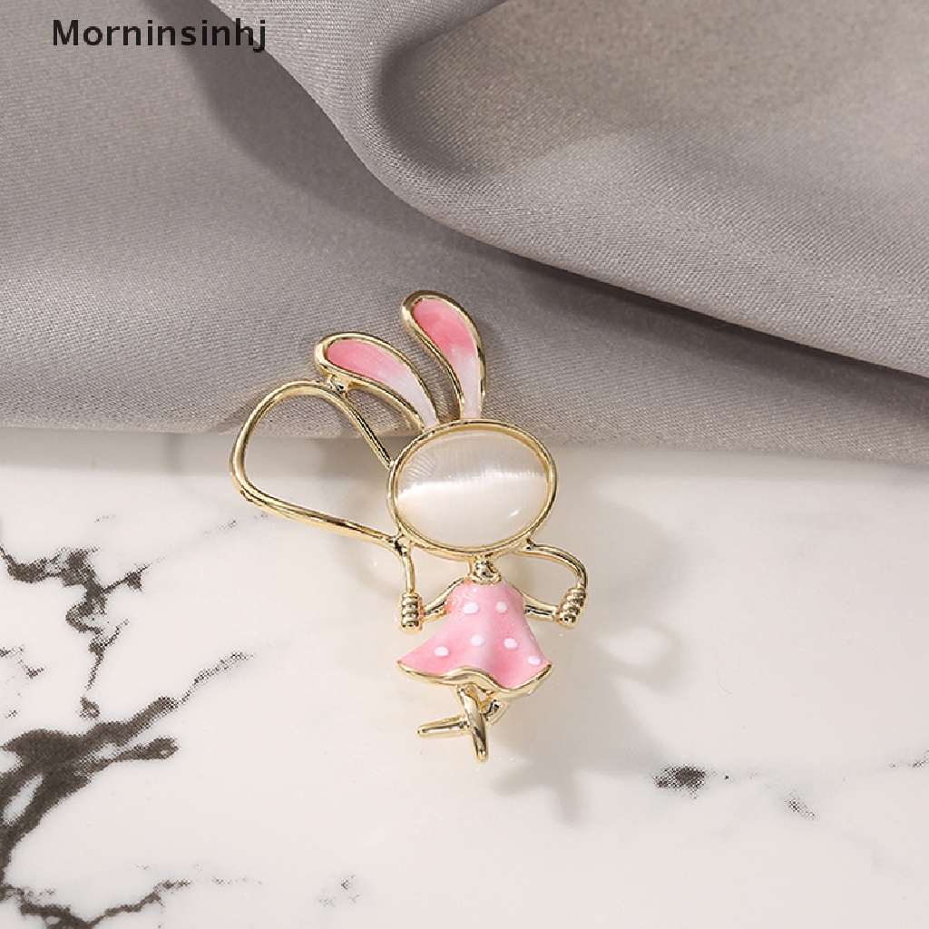 Mornin Retro Skipping Rope Rabbit Bros Untuk Wanita Pakaian Mantel Enamel Hewan Bros Pin Hadiah id