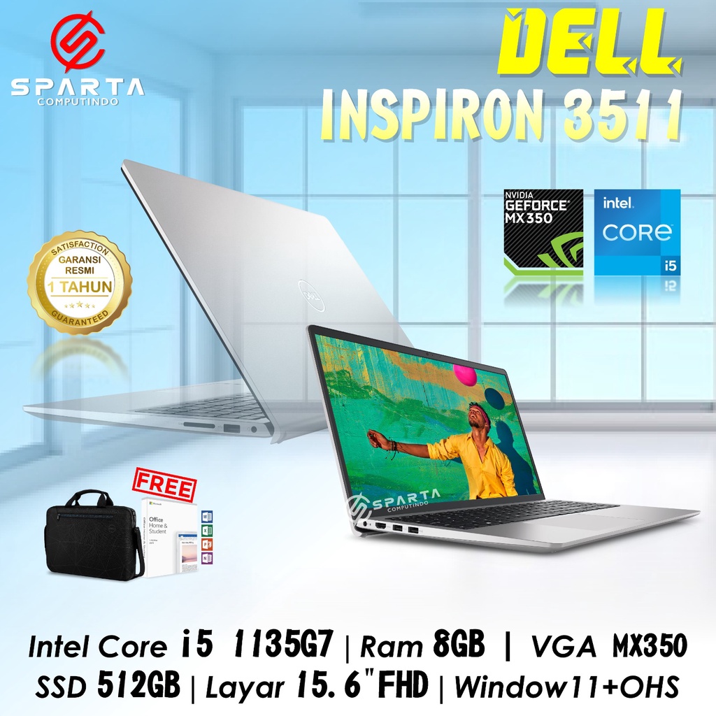 Dell Inspiron 15 3511 i5-1135G7 Ram 8GB SSD 256GB MX350 2GB 15.6&quot; Win 11 Home+OHS 2021 Platinum Silver