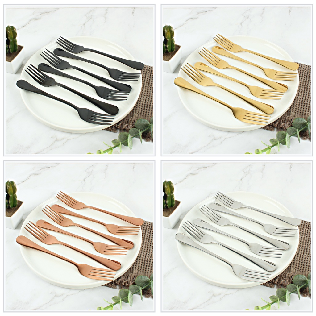 Paket isi 6pcs Garpu Makan A Stainless Steel Korea Tebal 20cm