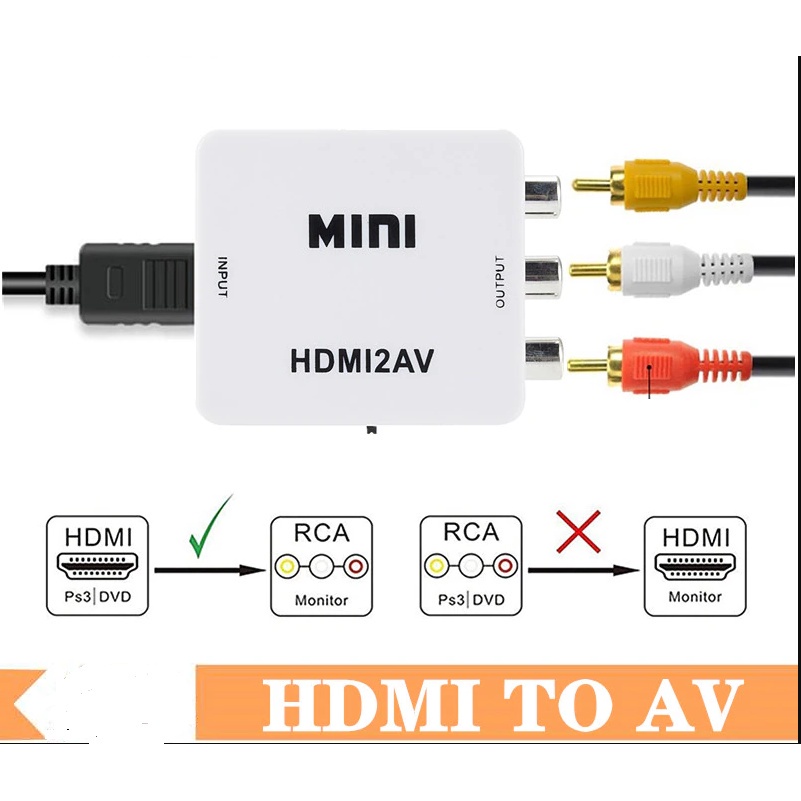 CONVERTER ADAPTER HDMI TO AV RCA Mini Box HDMI 2AV CVBS 1080P FULL HD VIDEO Original