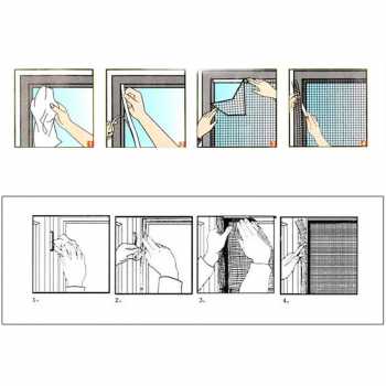 Gorden Jaring Anti Nyamuk Serangga Tempel Jendela Pintu dengan Perekat Velcro Kuat Window Net Mesh Curtain 130x150cm / Tirai Gorden Jaring Pelindung Jendela Pintu Anti Nyamuk Lalat Serangga Anti Debu / Jaring Penangkal Nyamuk / Kasa Nyamuk Ventilasi Udara