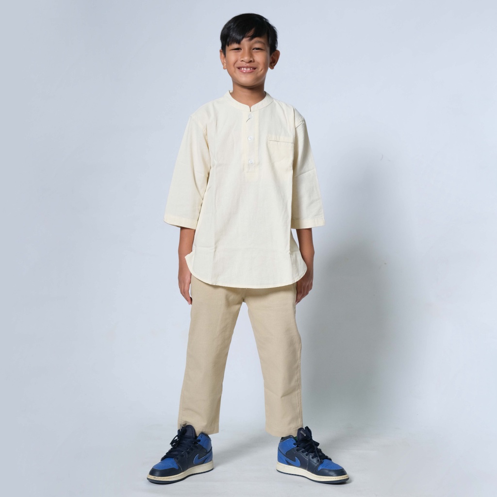 Baju Kurta Remaja | Baju Koko Remaja | Baju Muslim Remaja Lengan Panjang - (Ivory)